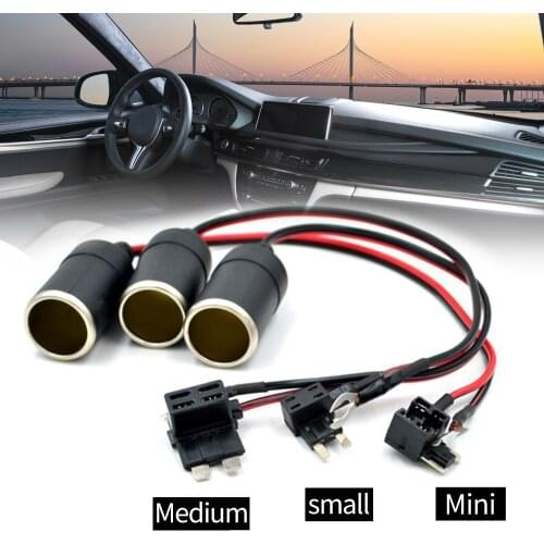 Medium/small/miniCar Cigarette Lighter Charger Cable Female Socket Plug Connector Adapter Cable Fuse Lossless Wiring Circuit