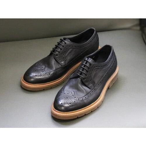 New Arrival Genuine leather Black Mens Shoes Casual Shoes brogue shoes Breathable Fashion carved Lace up Men Shoes