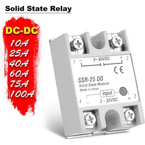 Solid State Module Relay DC-DC Single Phase SSR 60A 80A 100A Current 3-32V 5V 12V DC to 5-60V DC Load Without Cover