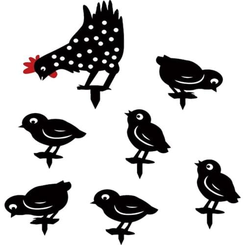 Chicken Family Silhouette Garden Decoration, Chicken Silhouette Yard Art Outdoor Decorative Stakes for Easter Supplies