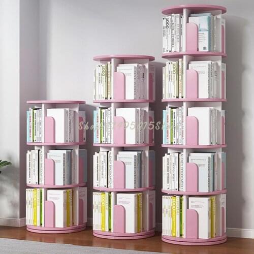 Rotating Bookshelf, Simple Floor-to-ceiling Living Room Rack, Space-saving Student Simple Bookcase, Large-capacity Storage Rack