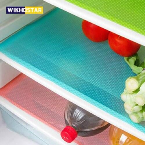 WIKHOSTAR 4pcs/set Refrigerator Mat Antifouling Mildew Moistureproof Fridge Mat Washable Refrigerator Liner Refrigerator Pad