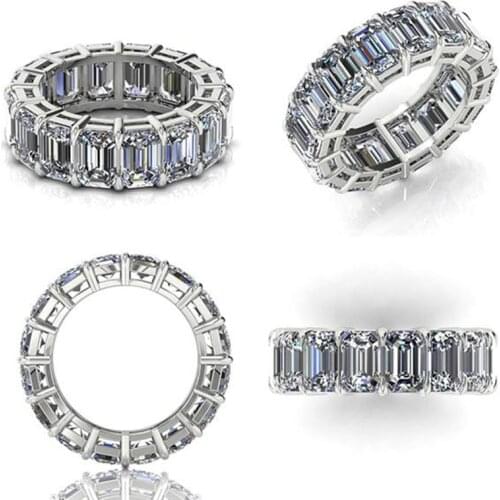 I & FDLK Fashion Mens Womens Jewelry White Gold Filled all-around Diamonds Cz Engagement Wedding Band Ring Size 5-12