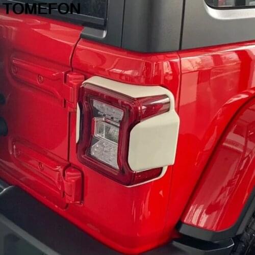 TOMEFON For Jeep Wrangler SUV 2018 2019 Rear Tail Light Protector Bezel Cover Trim Exterior Accessories ABS Sliver Carbon Black