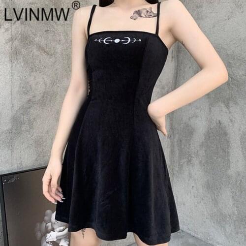LVINMW Corduroy Embroidery Slim Waisted Sleeveless Mini Dress Spaghetti Straps Backless Sexy Fit And Flare Knitted Dresses Women