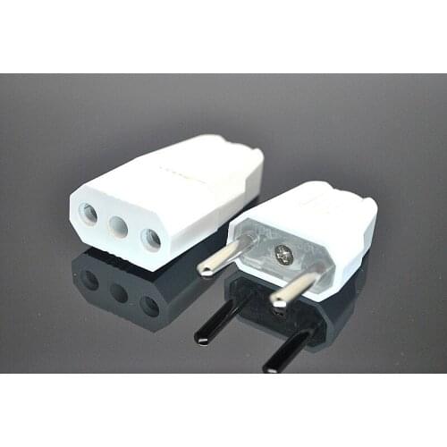 1pcs AC 250V 10Amp Round 2 Pin EU Power Connector Head Electrical Plug Socket White Power Adapter Cable Cord Connection