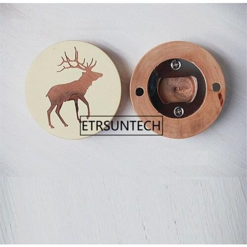 100pcs 2 in 1 Deer Fridge Magnet Wooden Opener Bottle Beer Magnetic Magnetic Cartoon Home Decoration Bar Tools