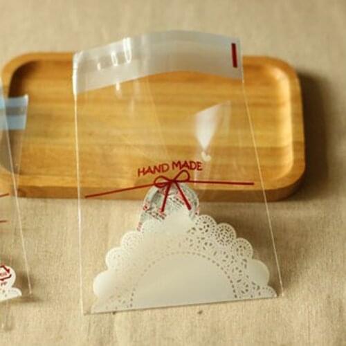 100pcs Transparent Hand Made Cookies Biscuits Bags Self-adhesive Wedding Cellophane Bag Cake Candy Gift Bags