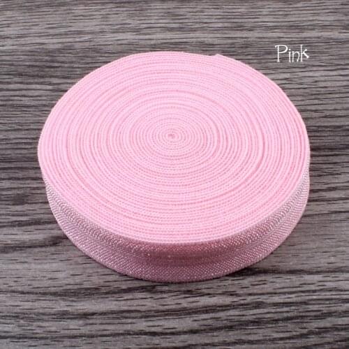 120Y OEM 5/8 Shiny Solid Highly-flexible Nylon Folded Over Elastic Ribbon Stretch FOE for Hair Tie/Hair Bows/Elastic Webbing
