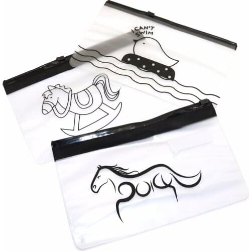 3 Pcs Lovely Creative Chick Pony Translucent Scrub File Bag Pencil Pull Side Debris Storage Stationery Organizer Small Gift Bags