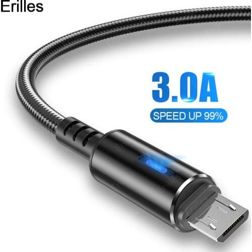 3A Micro USB Cable Breathing ligh Fast Charging For Samsung Galaxy S7 S6 Xiaomi 1.2m/ 2m For Android Micro USB V8 Charger Cables
