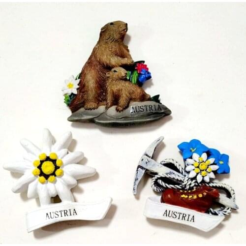 Handmade Painted Austria Fower kangaroo 3D Resin Fridge Magnets Tourism Souvenirs Refrigerator Magnetic Stickers Gift