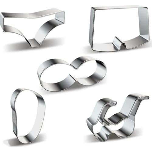 5pcs Beach Cookie Cutters Set Stainless Steel Sunglasses Slippers Shaped Biscuit Fondant Molds for DIY Homemade Baking Tools