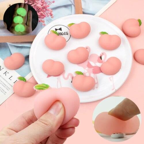 5PCS Funny Peach Butt Squeeze Toys Mini Fidget Toy Soft Squishy Relief Cute Novelty Stress Child Adults Luminous Gifts DIY Decor