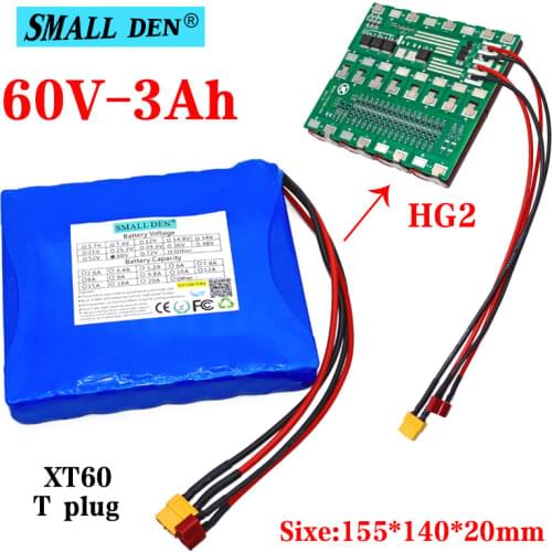 60V 3Ah HG2 lithium ion battery pack 3000mAh rechargeable battery with BMS, used for self-balancing vehicle unicycle battery