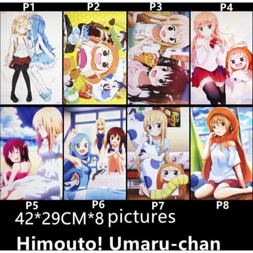 8 PCS/LOT Anime Himouto! Umaru-chan Embossing Poster toys Size 42x29 cm for gifts