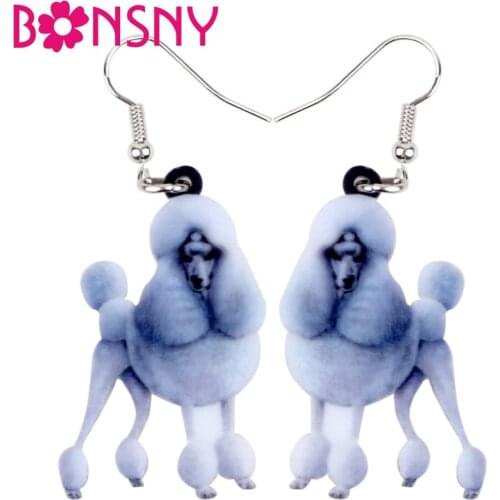 Bonsny Acrylic Elegant Fluffy Poodle Dog Earrings Big Long Dangle Drop Gift for Women Girls Ladies Teens Fashion Animal Jewelry