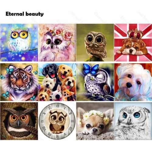 5D Diy Diamond Painting Full Square Round Drill Dogs Diamond Embroidery Cross Stitch Kits Rhinestone Animal Mosaic Home Decor