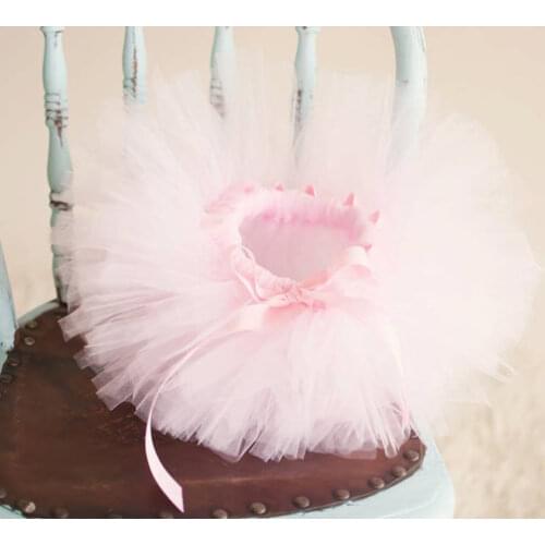 Cute Baby Pink Fluffy Tutu Skirts Infant Girls Handmade Ballet Tulle Pettiskirts with Ribbon Bow Kids Birthday Party Tutus 1Pcs