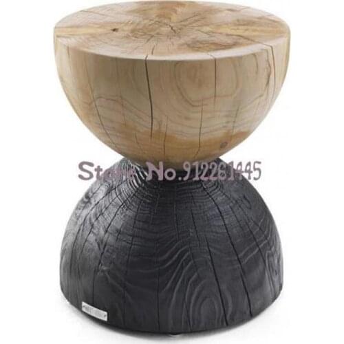 Free shipping American wooden pier stool wooden pile stool tree pier stool creative coffee table wooden pier base homestay furni