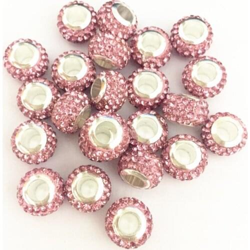 DIY European Beads Crystal Shiny Jewelry Big Hole Alloy Beads Full Rhinestones Fit European Bracelet Wholesale