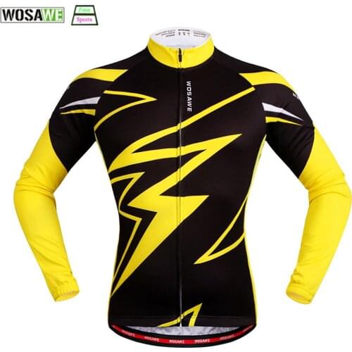 WOSAWE Quick Dry Cycling Jersey Long Sleeve Summer Breathable Mens Shirt Bicycle Wear Racing Tops Cycling Clothings
