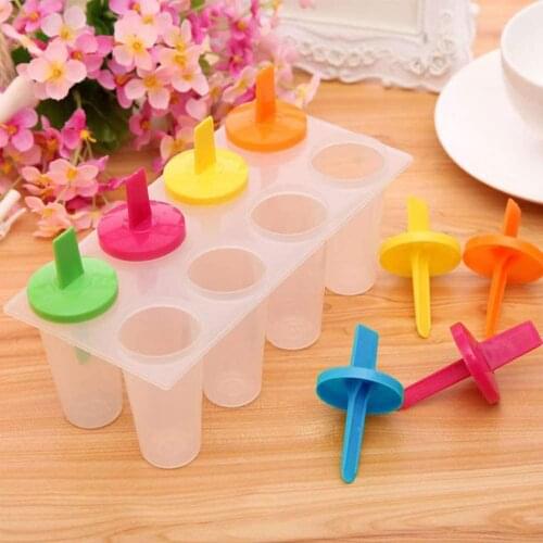 8-Cavity Ice Cream Mould Plastic Ice Cream Mold DIY Ice Cream Maker Tubs with Lid Ice Cube Tray Ice Cream Tubs Ice Cream Mold