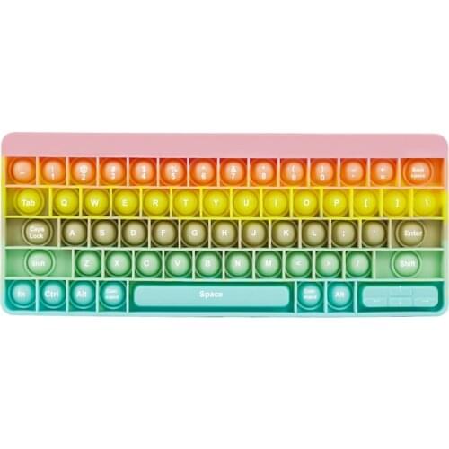 Keyboard Rainbow Push Bubble Popper Fidget Toys Soft Squishy Reliver Stress Toy Adult Kids Antistress Simple Dimple Sensory Toys