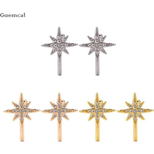 Guemcal 2pcs New Sweet Zircon Maple Leaf U-shaped Nose Ring Human Body Piercing Jewelry