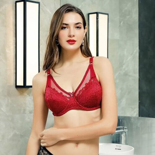 Lace Bra Deep V Sexy Underwear Comfort Plus Size Bras for Women Ultrathin Fashion Female Bralette Big Size Brassiere