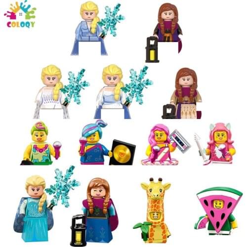Disney Blocks Frozen Elsa Anna Mini Action Figures Building Blocks Mickey Minnie Bricks Kids Toys For Girls Christmas Gifts