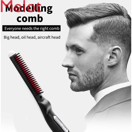 Multifunctional Hair Comb Brush Quick Beard Straightener Curling Curler Show Cap Men Beauty Hair Styling Tool