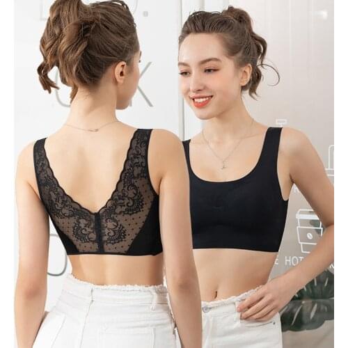 Fashion ice silk seamless women underwear lace sexy beautiful back no rims sports sleep bra female lingerie underwear women