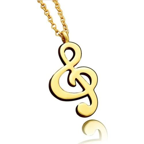 2016 New In Fashion Jennifer Aniston Doggear Music notes Pendant Necklace Gold