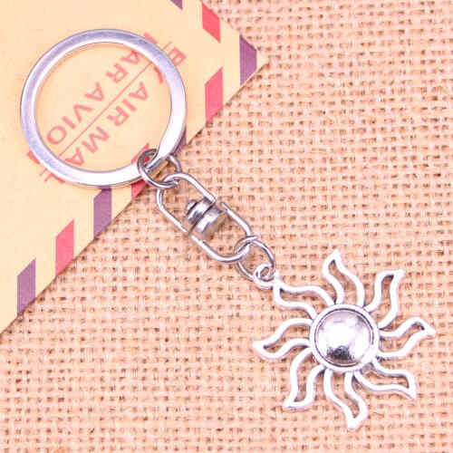 New Fashion Keychain 34*30 mm sun sunburst Pendants DIY Men Jewelry Car Key Chain Ring Holder Souvenir For Gift