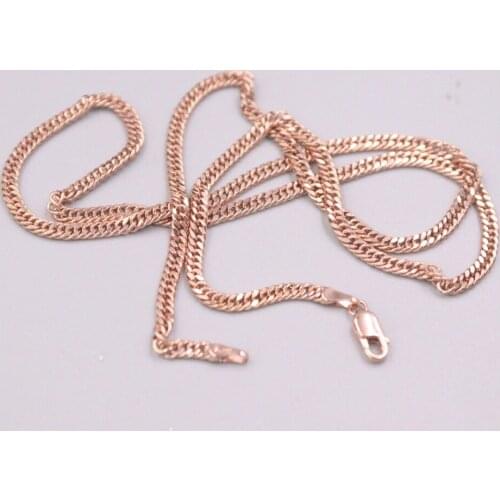 Pure 18K Rose Gold Necklace Lucky 2.5mm Width Curb Link Chain Necklace 3.7-3.9g / 18inch For Women Gift AU750