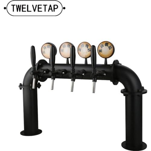 TWELVETAP U Shape 4 Lines Small Beer Column Stainless steel Beer Tower With 4 Tap With Led Light Medallion Brewing Diameter 85mm