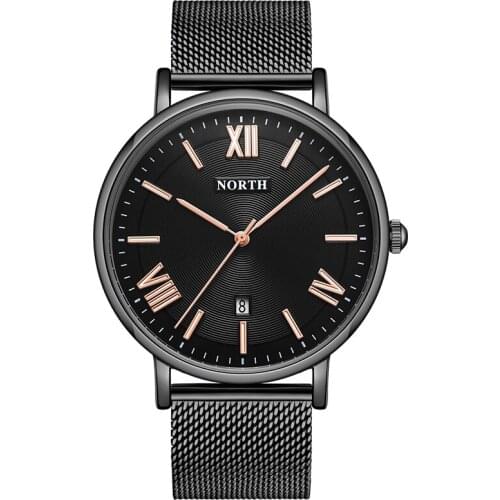 Luxury Brand Men New Watches NORTH Fashion Business Mesh Belt Exquisite Quartz Watch Men Waterproof Wristwatch Relogio Masculino