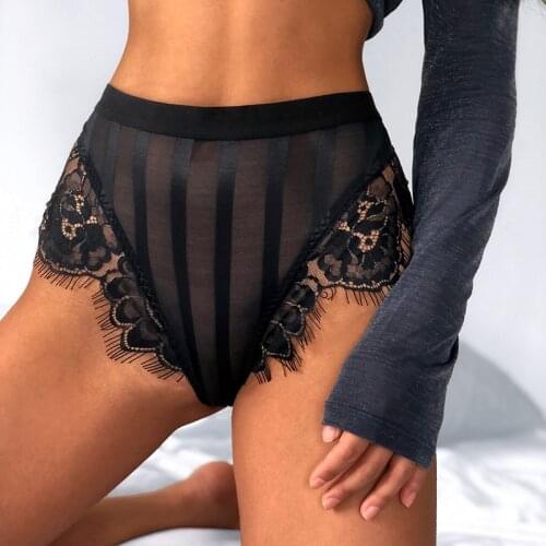 Sexy Panties For Women Lace Transparent Underpant Thin Sheer Undies High-Waist Briefs Pants Women Sex Panty