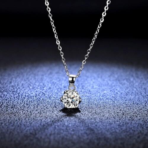Silver 925 Original 1 Carat Brilliant Cut Diamond Test Past D Color Moissanite Plum Blossom Pendant Necklace Gemstone Jewelry