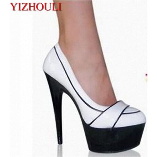 15 cm super high heels High color matching for shoes Japan and South Korea the new patent leather sexy nightclub shoes