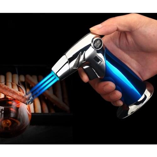 Baking BBQ Outdoor Jet Lighter Kitchen Torch Turbo Pipe Gas Lighters Butane Cigarette Spray Gun Cigar Windproof 3 Nozzles Fire
