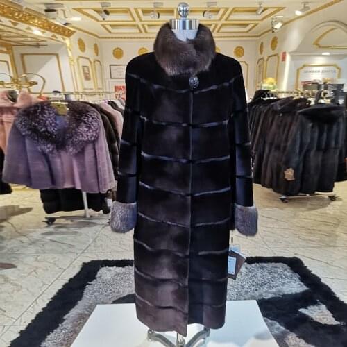 WINTER PALACE 2020 fashion sheared mink fur coat imported fur coat Match Russia sable womens fashion mink coat long with winter