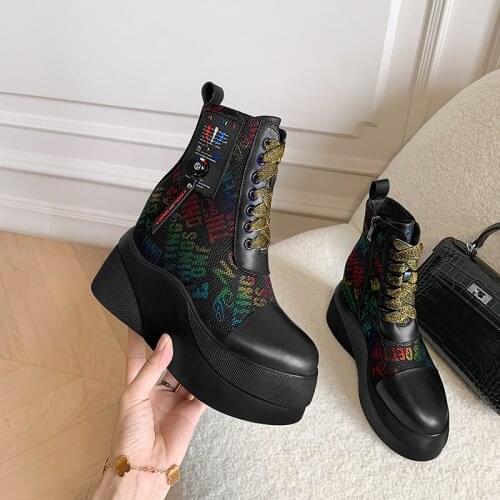 New Winter women shoes 100% natural Genuine leather boots women boots wedge Warm fur Female boots cowhide Chelsea snow boots