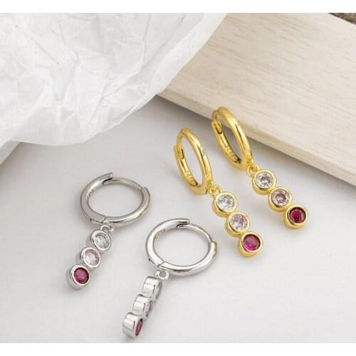 Minar Statement Pink Gradient Colour Spark Cubic Zircon Pendant Earring for Women Ladies Alloy Long Earring Stylish Accessories