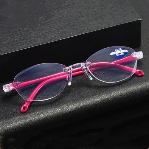 Anti Blue Ray Reading Glasses Lady Women Diamond Cutting Hyperopia Glasses Eyewear