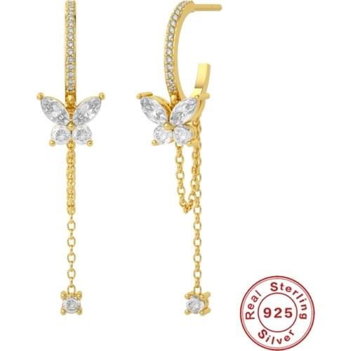 BOAKO Wholesale 925 Sterling Silver Earrings For Women Tassel Butterfly Earrings Dangle Piercing Pendientes 2021 Trend Design