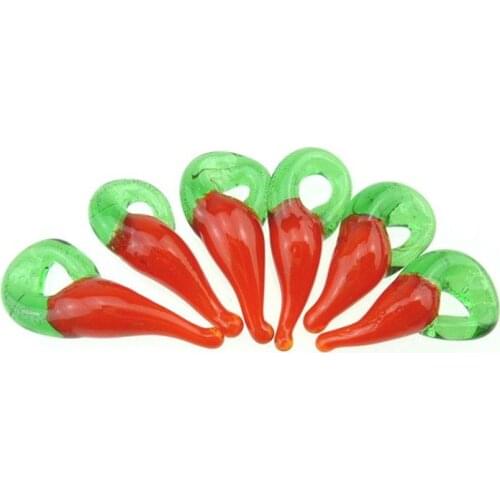 10pcs/lot Murano Lampwork Small Red Chili Glass Beads Charms For Earring Necklace Jewelry Making