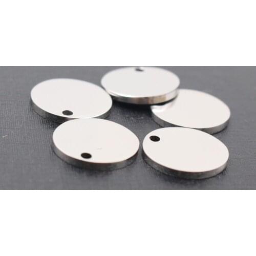100pcs wholesale 30mm stainless steel jewelry findings markding DIY ROUND shiny smooth medals pendant charms