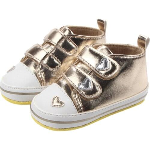 2021 Spring Autumn Shoes Newborn Baby Girls Classic Heart-shaped PU Leather First Walkers Tennis Lace-Up